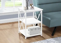 Monarch Specialties Accent Table, Side, End, Nightstand, Lamp, Living Room, Bedroom, White Laminate, White Metal, Contemporary, Modern