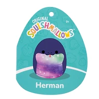 Squishmallows Peluche de 7,5 po - Herman le serpent bleu marin au ventre spatial.