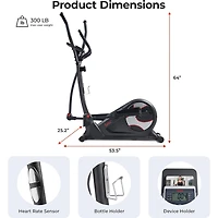 Sunny Health & Fitness Heavy-Duty Smart Elliptical Trainer, 300LB Load Equipment for Indoor Cardio Exercise, Adjustable Resistance for Full-Body Cross Training, Free SunnyFit App Bluetooth Connection