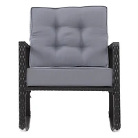 CorLiving Parksville Chaise à bascule d'extérieur en résine tressée, rotin et acier galvanisé avec coussins pour patio, jardin, porche et plus encore