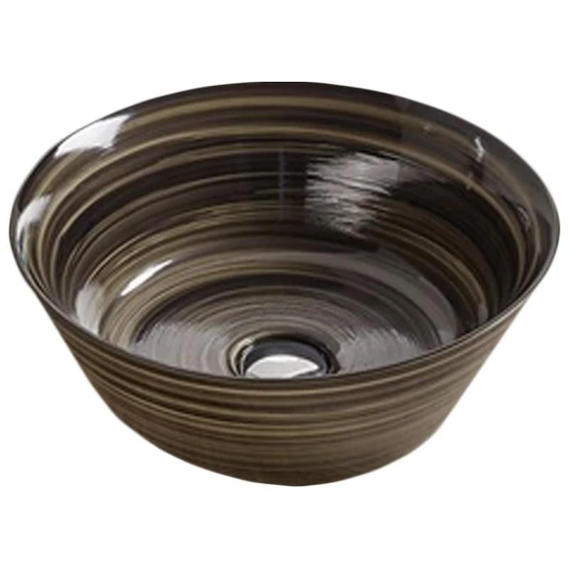 American Imaginations 15.94-in. W Above Counter Black Swirl Bathroom Vessel Sink For Deck Mount Deck Mount Drilling AI-27901