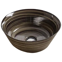 American Imaginations 15.94-in. W Above Counter Black Swirl Bathroom Vessel Sink For Deck Mount Deck Mount Drilling AI-27901