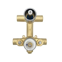 The akuaplus® - square and round thermostatic faucet valve with 3-way diverter (2 ways + combo) come with the trim and handle in solid brass