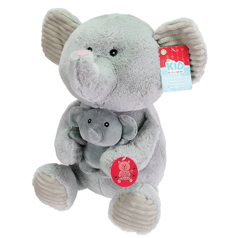 Kid Connection soft animal mama with baby 14''H Elephant