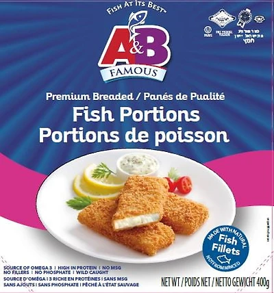 A&B Famous Poisson pané de qualité supérieure, portions de 2 oz 397g Poisson pané de qualité supérieure, portions de 2 oz