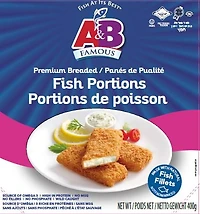 A&B Famous Poisson pané de qualité supérieure, portions de 2 oz 397g Poisson pané de qualité supérieure, portions de 2 oz