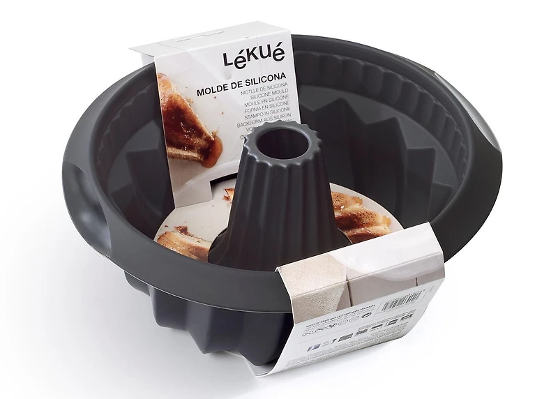 Lekue Deep Savarin Bundt Cake Pan Mould, 22 cm Black