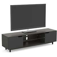 Tv Stand - 60"L Grey wood / Two Side doors & Two shelves