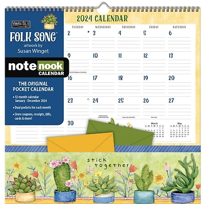 WSBL Folk Song 2024 12x12 Inch Note Nook Wall Calendar, 9781469430270