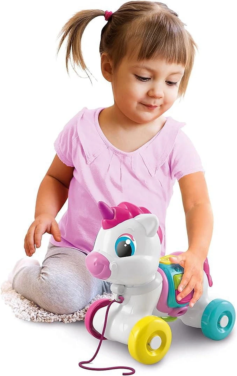 Clementoni Pull Along Unicorn - Animal Push and Pull Walker - For Toddler 10 Months +