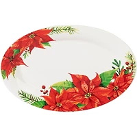 Gibson Home Magic Poinsettia 4 Piece Serving & Accessories Set, Fine Ceramic