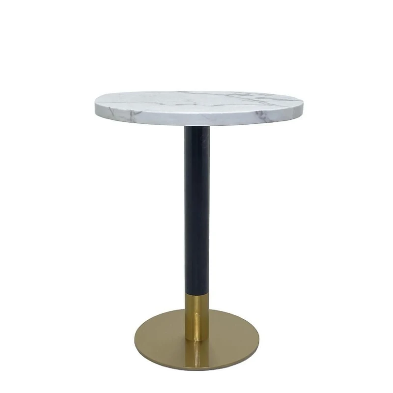 Round Dining Table combines timeless elegance with contemporary design.Luxurious faux marble top, brushed gold detailing, and a sturdy matte black base.