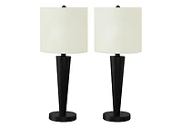 Monarch Specialties Lighting, Set Of 2, 24"h, Table Lamp, Usb Port Included, Black Metal, Ivory / Cream Shade, Contemporary