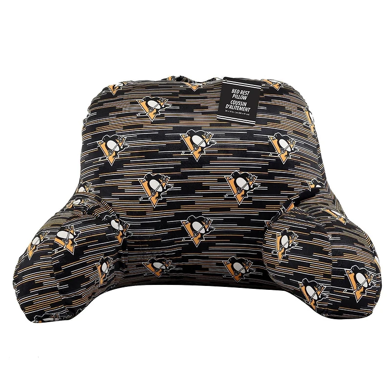 NHL Pittsburgh Penguins Bedrest Pillow with Arms and Pockets by Nemcor (26”x16”)