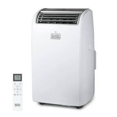 Black + Decker Portable Air Conditioner with Heat, 8,150 BTU SACC/CEC (12,000 BTU ASHRAE 128) with 10,500 BTU Heating for Rooms Up To 550 Sq. Ft., White