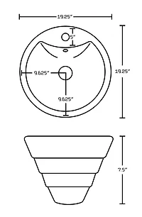 American Imaginations -in. W Above Counter White Bathroom Vessel Sink Set For 1 Hole Center Faucet AI