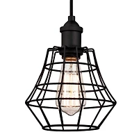 Westinghouse Lighting Nathaniel One-Light Indoor Mini Pendant, Matte Black Finish with Angled Bell Cage Shade