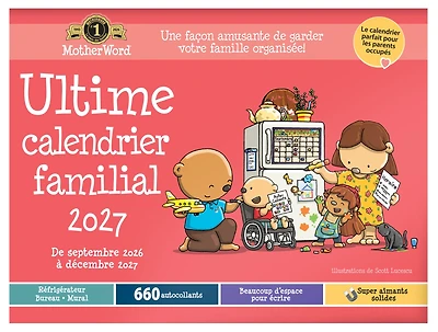 2027 Calendrier mural/de bureau familial Motherword Ultimate, grand format, français