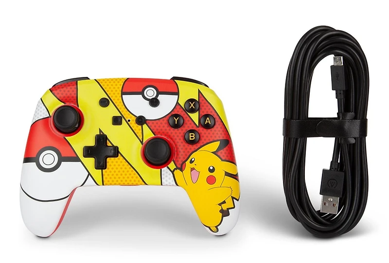 Manette câblée améliorée PowerA Pokémon pour Nintendo Switch,  Pikachu Pop Art
