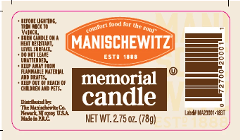 Bougies Commémoratives Manischewitz