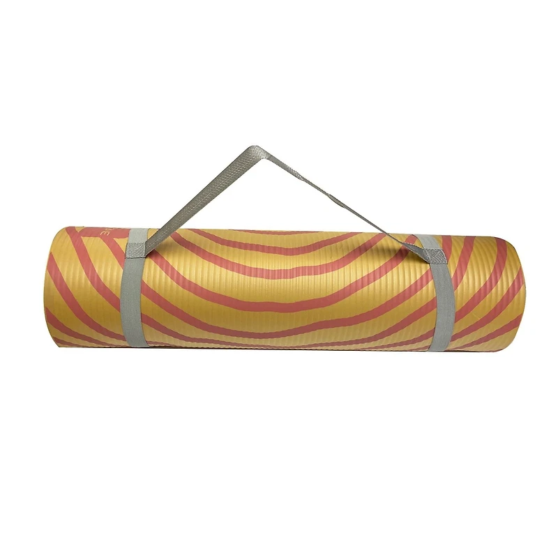 Tapis d’exercice avec arcs abstraits imprimés de 10 mm – 61 cm x 172,7 cm, Combinaison de jaune