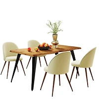 Homy Casa 63 inch Dining Table Set with 1 Table and 4 High-Back Chairs, Modern Faux Wood Wave Edge Tabletop