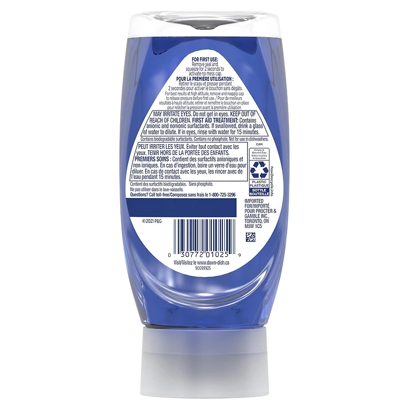 Dawn EZ-Squeeze Platinum Détergent à Vaisselle Liquide Savon à Vaisselle, Parfum Pluie Rafraîchissante 366ML