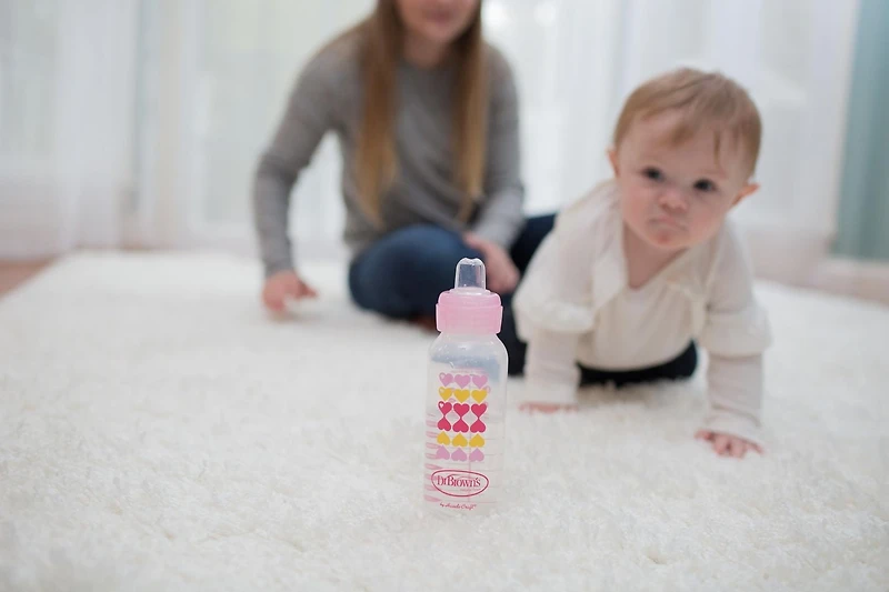 Dr. Brown’s Natural Flow Anti-Colic Options+ Narrow Sippy Bottle Starter Kit, 8oz/250mL, with Level 3 Medium-Fast Flow Nipple and 100% Silicone Soft Sippy Spout, 6m+, Pink