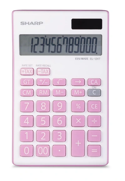 SHARP EL124TPK Twin Power 12-digit Display Desktop Calculator, Dual power with key functions