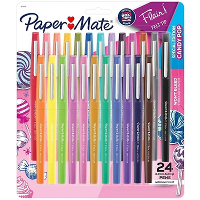 Stylo feutre Paper Mate Flair, pointe moyenne (0,7 mm), édition spéciale Candy Pop, couleurs assorties 24 unités