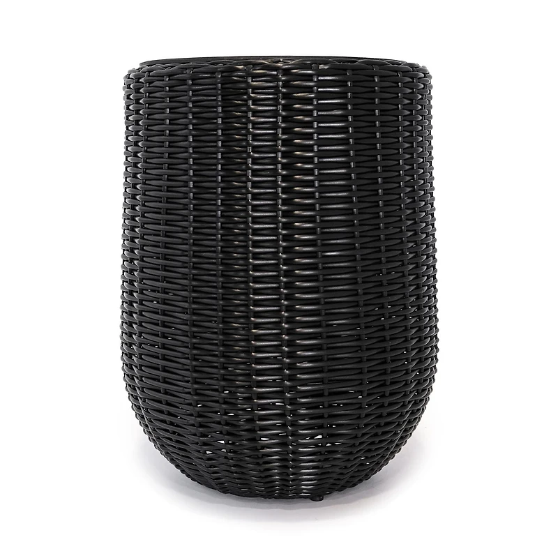 Rolland Large Rattan Planter Black, 20.5"