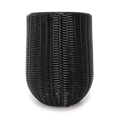 Rolland Large Rattan Planter Black, 20.5"