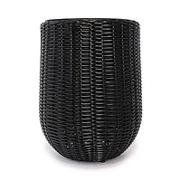 Rolland Large Rattan Planter Black, 20.5"