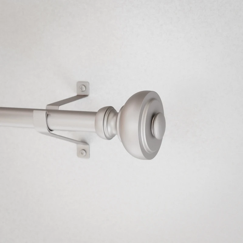 Mainstays 3/4" Nickel Cameron Urn Adjustable Single Curtain Rod Set, 30"-84"