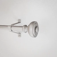 Mainstays 3/4" Nickel Cameron Urn Adjustable Single Curtain Rod Set, 30"-84"