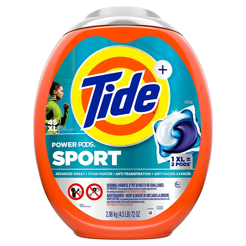Capsules de détergent à lessive Tide Power Pods avec Febreze Sport, fraîcheur Febreze avec Sport Odor Defense 45CT