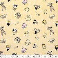 Fabric Creations Yellow with Bugs Bunny and Looney Toon Heads Cotton Fabric by the Metre