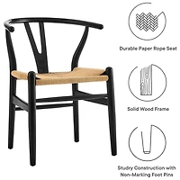 Heavenly Collection | Chaise de salle à manger Wishbone en bois noir pour cuisine ou salle à manger