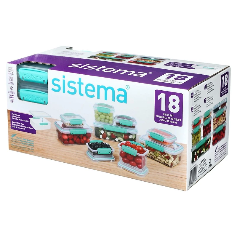 Récipients de conservation des aliments Sistema Klip It, collection accents, bleu sarcelle