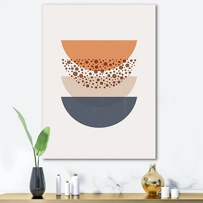 Designart Géométrie abstraite du soleil et de la lune en bleu et orange Art mural sur toile