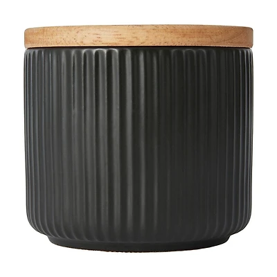 Anko Small Black Ribbed Canister, Small Canister