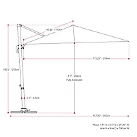 Parasol d'extérieur CorLiving de 2,9 m (9,5 pi) déporté, inclinable et pivotant, avec structure en aluminium et acier et toile résistante, rouge bordeaux