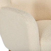 Fauteuil d'appoint à oreilles Gianna en tissu bouclé crème pelucheux