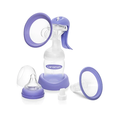 Tire-lait manuel Lansinoh, pompe à main pour l'allaitement, design léger et portable, comprend un biberon de 150 ml