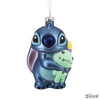 Hallmark Disney Stitch With Scrump Christmas Ornament, Glass