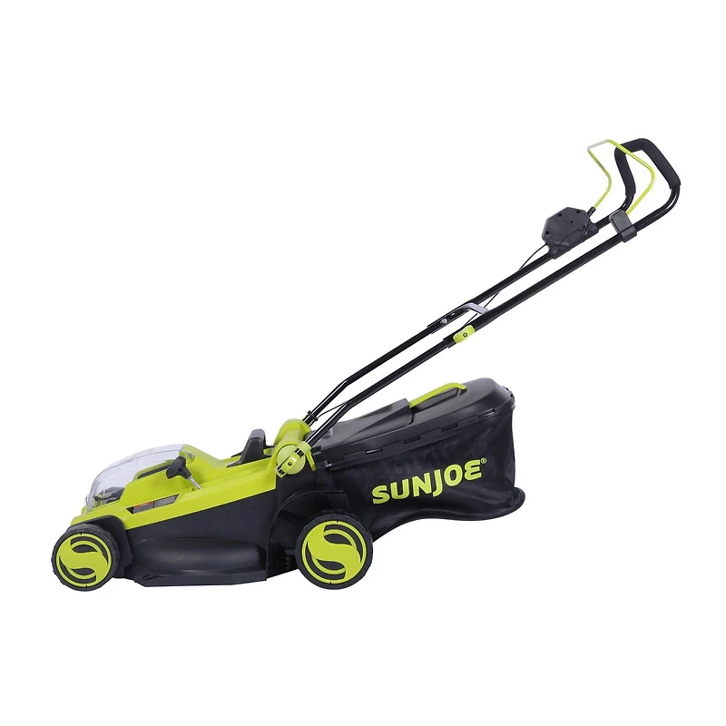 Ensemble tondeuse à gazon sans cordon iON+ de 48 V Sun Joe 24V-X2-17LM, 43 cm, 6 positions, avec 2 batteries de 4,0 Ah, double chargeur et sac à herbe
