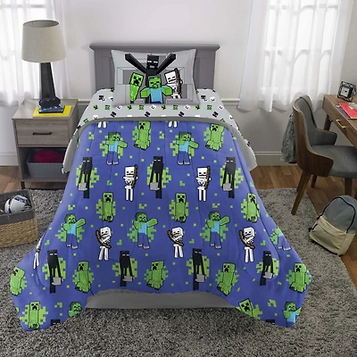 Minecraft Twin 4 Piece Bed Set + Bonus Bag