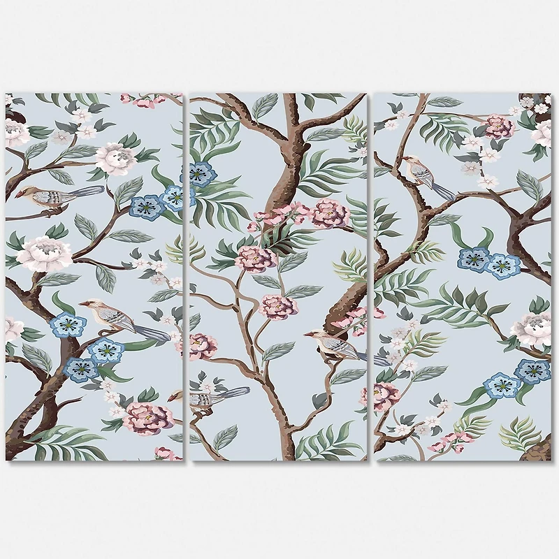 Designart Chinoiserie Aux Oiseaux Et Pivoines X Art mural sur toile