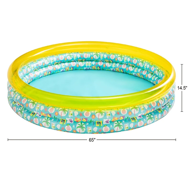 Bluescape Green Tropical 3-Ring Inflatable Swimming Pool for Kids, Round, Age 2 & up, Unisex