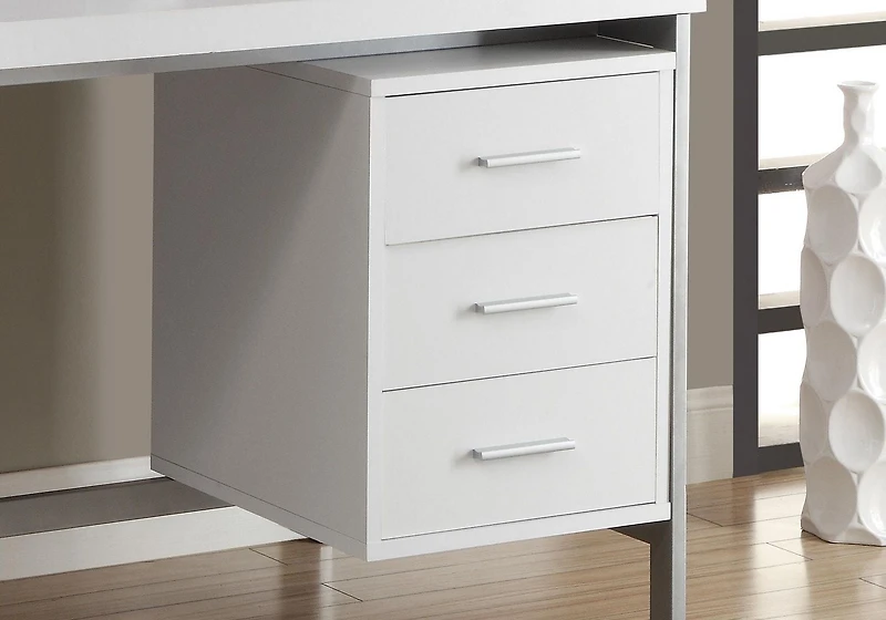 Monarch Specialties Computer Desk, Home Office, Laptop, Left, Right Set-up, Storage Drawers, 60"l, Work, Metal, Laminate, White, Grey, Contemporary, Modern